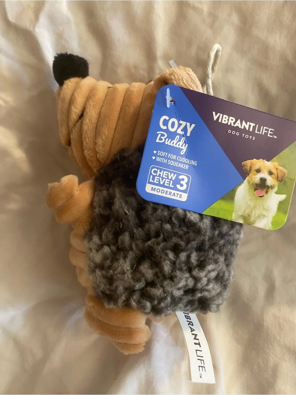 Vibrant Life Cozy Buddy Hedgehog Dog Toy Squeaky Plush Chew Level 3